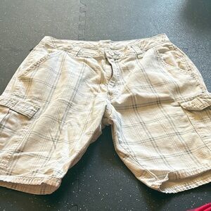 Men's Plaid Cargo Shorts - Beige
